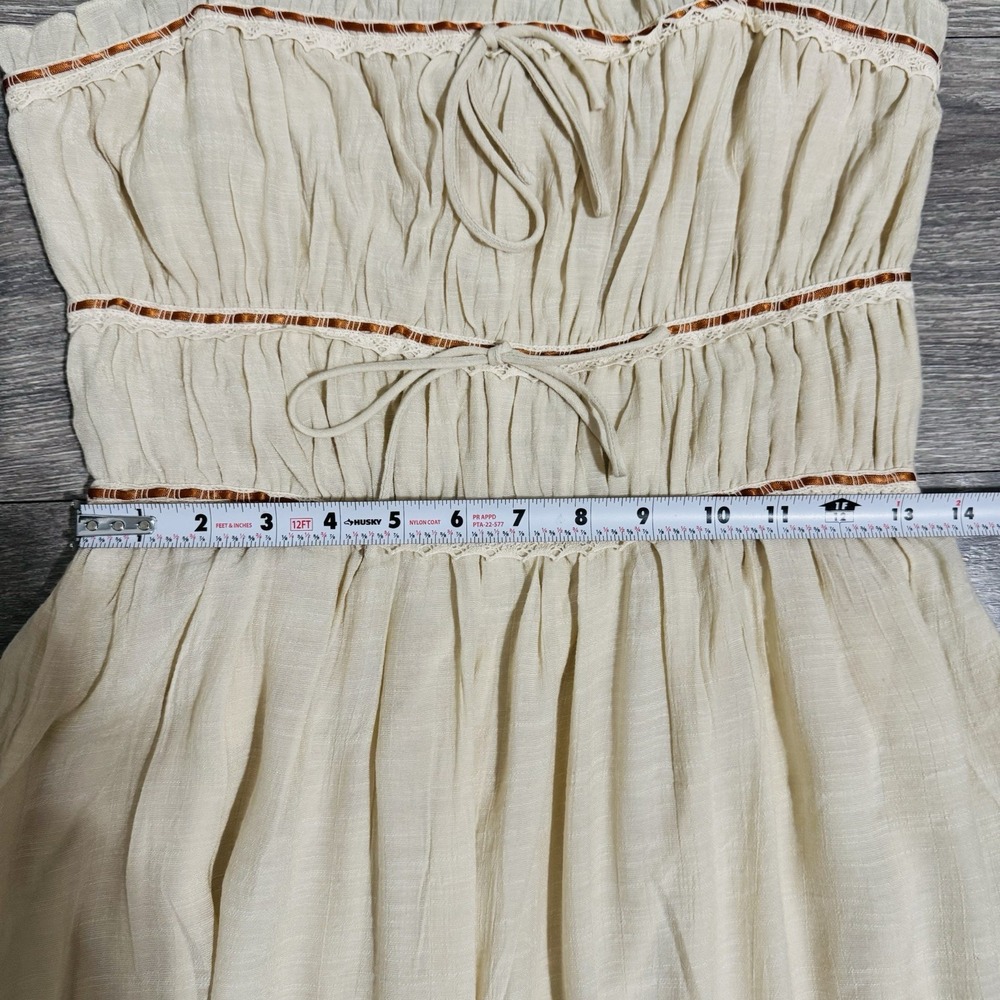 Cottagecore Sincerely Jules Cream Smocked Peasant Maxi Bohemian Tiered‎ Dress M - Picture 12 of 15